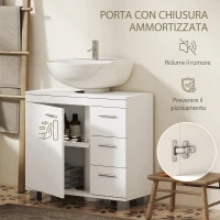 HOMCOM Mobile Sottolavabo Bagno con Armadietto, Ripiani e Cassetti, Bianco(m-6)