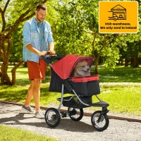 PawHut One-click Folding Pet Stroller Dog/Cat Travel Carriage with Adjustable Canopy, Cupholder, Storage Basket, Red(m-2)