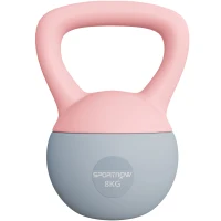SPORTNOW Pesa Rusa 8 kg Kettlebell Relleno de Arena Metálica y Mango Antideslizante para Entrenamiento en Casa 19x19x28 cm Rosa(m-10)