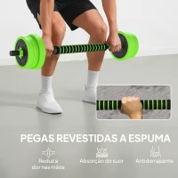 SPORTNOW Conjunto de Halteres 20kg 4 em 1 Conjunto de Pesos com Kettlebell Barra de Pesos para Treino de Força em Casa Ginásio Verde(m-6)