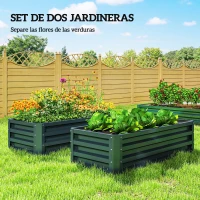 Outsunny Juego de 2 Jardineras Exterior Grandes de Acero Galvanizado Huertos Urbanos para Terraza Jardín 110x50x30 cm Verde(m-4)