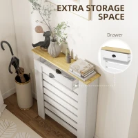 HOMCOM 95.5H x 78Wcm Radiator Cover, with Drawer - White(m-6)