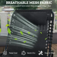 Outsunny Foldable Sun Lounger, Outdoor 4 Level Adjustable Backrest Reclining Chaise Chair, Steel Frame Recliner Chair for Camping, Hiking, Black(m-5)