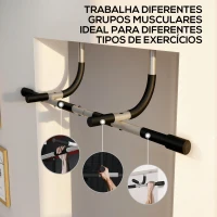 HOMCOM Barra de Elevação para Porta Barra de Pull Up para Exercícios de Treino em Casa Carga Máxima 110 kg 92x40x17 cm Preto(m-5)