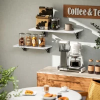 HOMCOM Lot de 2 tables pliantes murales, table murale rabattable en bois, pour cuisine, salle à manger, bureau, blanc brillant(m-10)