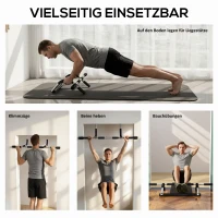 HOMCOM Klimmzugstange, Trainings-Halterung, Multifunktions-Türreck, Stahl, Schaumstoff, 92 x 40 x 17 cm, Schwarz+Grau(m-4)