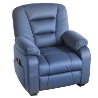 HOMCOM Sillón Relax Reclinable Eléctrico Silencioso con Función Memoria Reposapiés Mando a Distancia Bolsillos Laterales Azul(m-1)