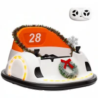 AIYAPLAY 360° Rotation Kids Bumper Car, 12V Waltzer Car with Remote Control, Dual Joysticks, Music Lights, Orange(m-10)