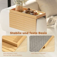 HOMCOM armleuning-dienblad voor banken, voor drankjes, snacks, afstandsbediening, bamboehout(m-6)