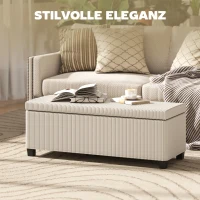 HOMCOM Sitzbank mit Stauraum, Aufbewahrungsbank, Cord-Design, Stahlrahmen, Beige(m-4)