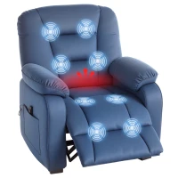 HOMCOM Sillón Relax Reclinable Eléctrico Silencioso con Función Memoria Reposapiés Mando a Distancia Bolsillos Laterales Azul(m-10)