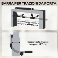 HOMCOM Barra per Trazioni Montaggio Senza Viti Barra per Addominali Max.110 kg(m-8)
