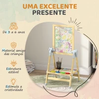 AIYAPLAY Cavalete Infantil com Altura e Ângulo Ajustáveis Dupla Face Quadro Branco Magnético e de Giz  48,5x46,5x70-97 cm Madeira(m-9)