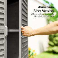 Outsunny Garden Shed Wooden Garden Storage Shed 2 Door Unit Solid Fir Wood Garage Tool Organisation Cabinet, 87L x 46.5W x 96.5Hcm, Grey(m-7)