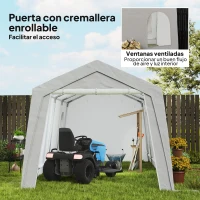 Outsunny Carpa de Almacenamiento Exterior 3x6 m con Tela PE Resistente al Agua y Rayos UV Puerta Enrollable y Ventanas Gris(m-7)