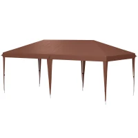 Outsunny Carpa Plegable 6x3 m con Altura Ajustable en 3 Niveles Bolsa de Transporte Anti-UV y Marco de Acero Café(m-11)