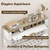 HOMCOM Couvercle de radiateur, cache radiateur avec placard rabattable et étagère supérieur, 78 x 19 x 95,5 cm, blanc(m-4)