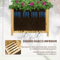 Outsunny Jardinera con Enrejado de Madera Macetero Exterior para Esquina para Plantas Trepadoras 40x40x145 cm Natural(m-5)