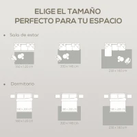 HOMCOM Alfombra Salón 160x120 cm Pelo Corto Estilo Moderno Base Antideslizante Tejida a Máquina Crema(m-6)