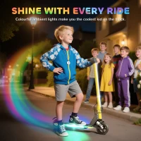 SPORTNOW Folding Electric Scooter for Kids, with Dual Brakes, Front Suspension, LED Colourful Lights, Gold Tone(m-5)