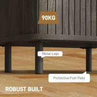 HOMCOM Bedside Table, Nordic Side Table with Roller Shutter Style Sliding Doors and Metal Legs for Bedroom, Living Room, Grey(m-7)