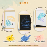 AIYAPLAY Cavalete Infantil com Altura e Ângulo Ajustáveis Dupla Face Quadro Branco Magnético e de Giz  48,5x46,5x70-97 cm Madeira(m-4)