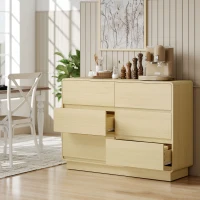 HOMCOM Cómoda com 6 Gavetas Bordos Arredondadas Cómoda para Sala Cozinha Entrada Escritório 120x38x86 cm Madeira(m-4)