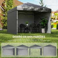 Outsunny Carpa Plegable Pop-up 3x3 m 2 Paredes Laterales Anti-UV Altura Ajustable Sacos de Arena Bolsa de Transporte Gris Oscuro(m-4)