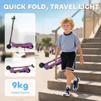 HOMCOM Foldable Electric Kids Scooter, Ride-on for Ages 7-14 Years, Purple(m-5)