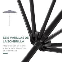 Outsunny Sombrilla de Jardín Ø230x216 cm con Apertura Manual Ángulo Ajustable e Impermeable para Terraza Piscina Azul y Blanco(m-8)