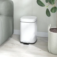 HOMCOM Poubelle de cuisine 12L avec couvercle à fermeture douce et pédale, seau intérieur amovible, 24,5 x 32 x 36,5 cm, blanc(m-10)