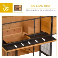 PawHut Rabbit Hutch Outdoor Guinea Pig Hutch Bunny Cage with Metal Frame, No-Leak Tray, Openable Roof, Light Yellow, 122 x 50 x 101cm(m-6)