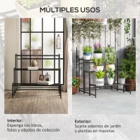 Outsunny Soporte para Plantas de Tres Niveles con Diseño en Escalera y Estructura Metálica Resistente para Interior y Exterior(m-7)