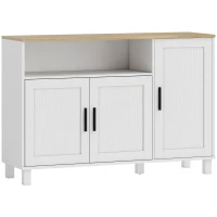 HOMCOM Buffet, meuble de rangement avec 3 portes, compartiment ouvert et étagères réglables, 110 x 33 x 75 cm, blanc(m-12)