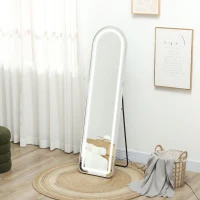 HOMCOM Miroir complet arqué miroir pleine longueur LED 3 couleurs lumière réglables fonction mémoire 150 x 40 cm argent(m-10)