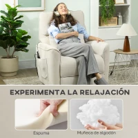 HOMCOM Sillón Relax Reclinable Eléctrico con Calor Lumbar Masaje Vibración Motor Silencioso Función de Memoria Crema(m-8)