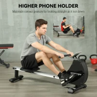 SPORTNOW Folding Magnetic Rowing Machine, with 16-Level Adjustable Resistance, Black(m-7)