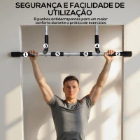 HOMCOM Barra de Elevação para Porta Barra de Pull Up para Exercícios de Treino em Casa Carga Máxima 110 kg 92x40x17 cm Preto(m-6)