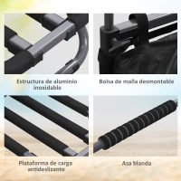 SPORTNOW Carro Playa Plegable Carro Transporte con Grandes Ruedas de 30 cm para Todo Terreno con Bolsillo y Mango Telescópica(m-8)
