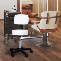 HOMCOM Tabouret massage à roulettes réglable en hauteur pivotant avec dossier ergonomique blanc(m-10)