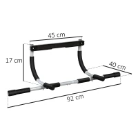 HOMCOM Barra de Dominadas en Techo Barra para hacer Dominadas Barra de Tracción para Entrenamiento Carga 110kg 92x40x17cm Negro(m-3)