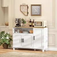 HOMCOM Buffet, meuble de rangement avec 3 portes, compartiment ouvert et étagères réglables, 110 x 33 x 75 cm, blanc(m-10)