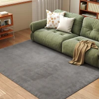 HOMCOM Tapis salon 230 x 160 cm tapis à poils longs, lavable en machine, antidérapant, en fausse fourrure, gris clair(m-10)