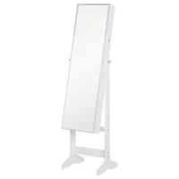 HOMCOM Jewelry Cabinet Standing Mirror Full Length Makeup Lockable Armoire Storage Organizer White(m-1)