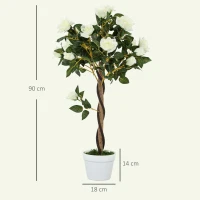 Outsunny Set of Two Faux Rose Trees - White(m-3)