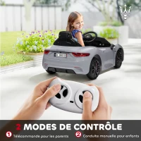 AIYAPLAY Voiture électrique pour enfants sous licence Maserati Gran Turismo Folgore, 12V avec télécommande, de 3 à 5 ans, gris(m-5)