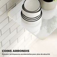 HOMCOM Lot de 2 tables pliantes murales, table murale rabattable en bois, pour cuisine, salle à manger, bureau, blanc brillant(m-6)