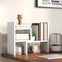 HOMCOM Étagère de bureau modulable, organisateur de bureau multifonctionnel, 2 pièces, MDF, blanc(m-10)