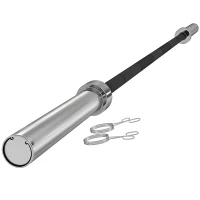 SPORTNOW 210cm Olympic Barbell Bar for 5cm Weight Plates, with Spring Clips, 19kg(m-10)