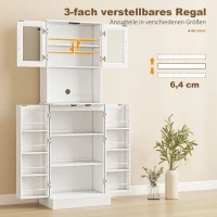 HOMCOM Küchenschrank, verstellbares Regal, Arbeitsplatte, Acryltüren, Kabelloch, für Wohnzimmer, Küche, Esszimmer, MDF, Weiß(m-5)